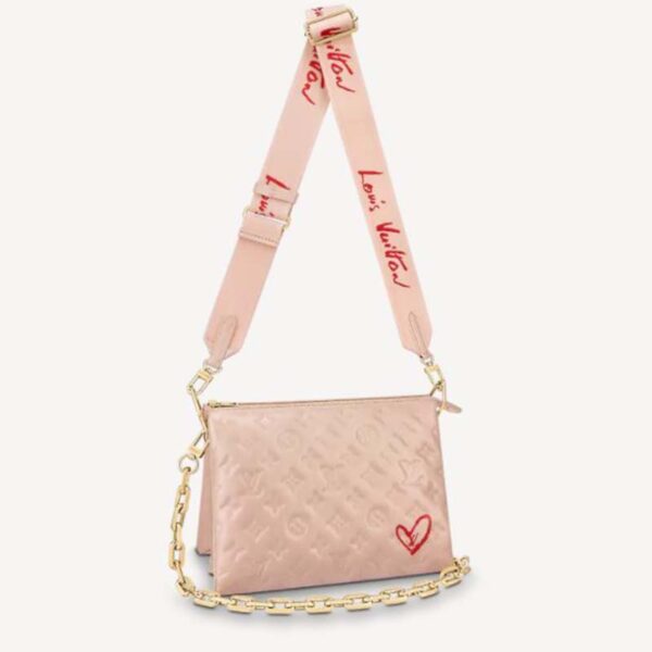 Louis Vuitton LV Unisex Coussin PM Handbag Dragée Light Pink Monogram Embossed Puffy Lambskin