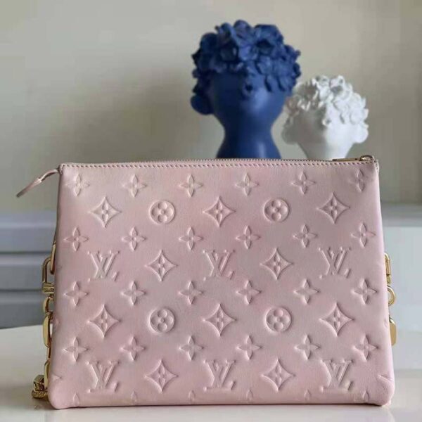 Louis Vuitton LV Unisex Coussin PM Handbag Dragée Light Pink Monogram Embossed Puffy Lambskin (5)