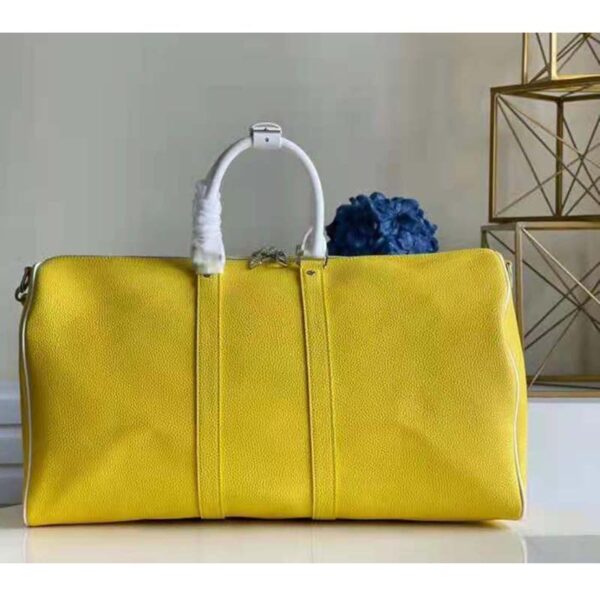 Louis Vuitton LV Unisex Keepall Bandoulière 55 bag Acetate Chain Yellow Grained Cowhide Leather (3)