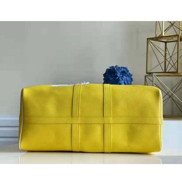 Louis Vuitton LV Unisex Keepall Bandoulière 55 bag Acetate Chain Yellow Grained Cowhide Leather (4)