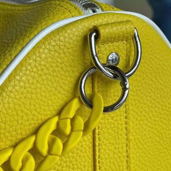Louis Vuitton LV Unisex Keepall Bandoulière 55 bag Acetate Chain Yellow Grained Cowhide Leather (7)