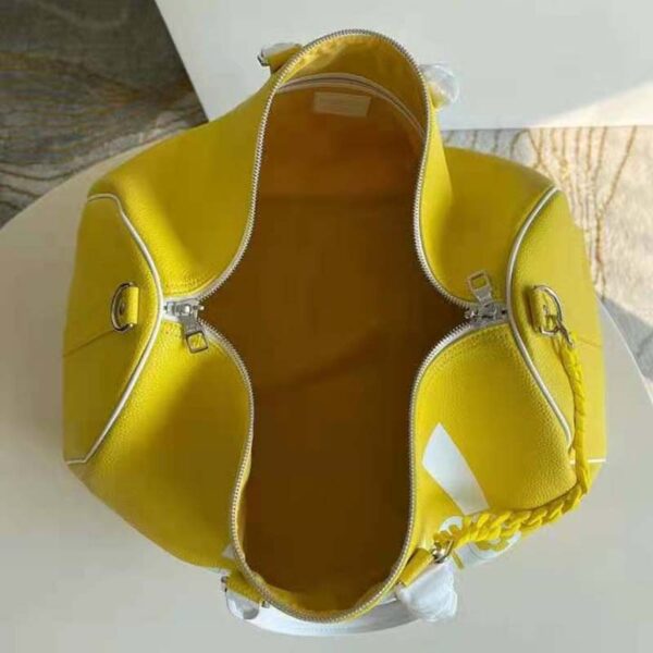 Louis Vuitton LV Unisex Keepall Bandoulière 55 bag Acetate Chain Yellow Grained Cowhide Leather (9)