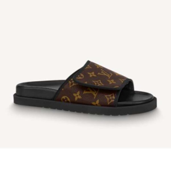 Louis Vuitton LV Unisex Miami Mule Ebene Monogram Canvas Velcro Strap