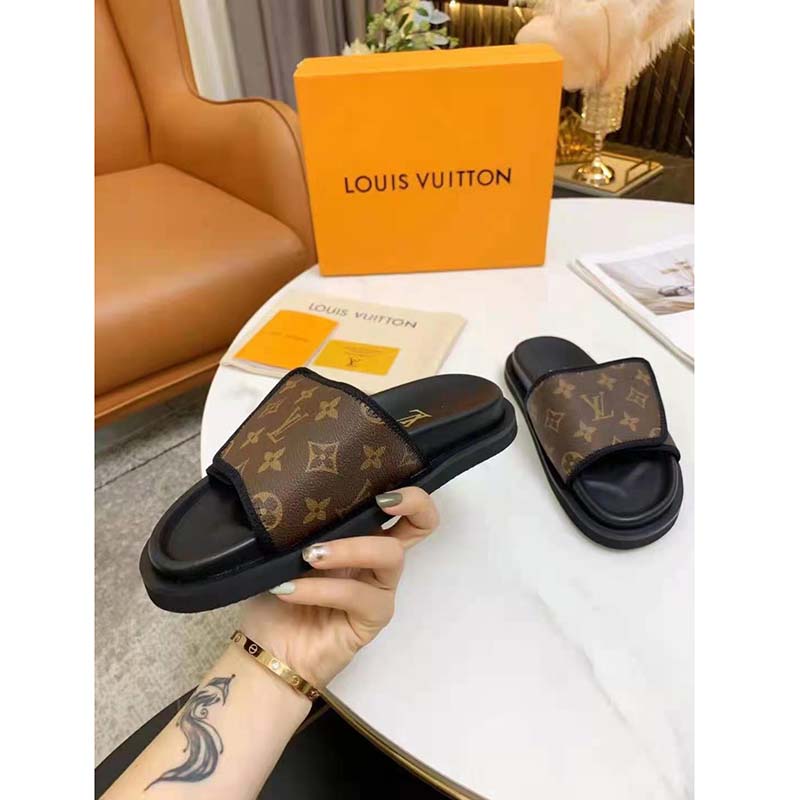 Replica Louis Vuitton LVXNBA Miami Mules In Monogram Leather for Sale