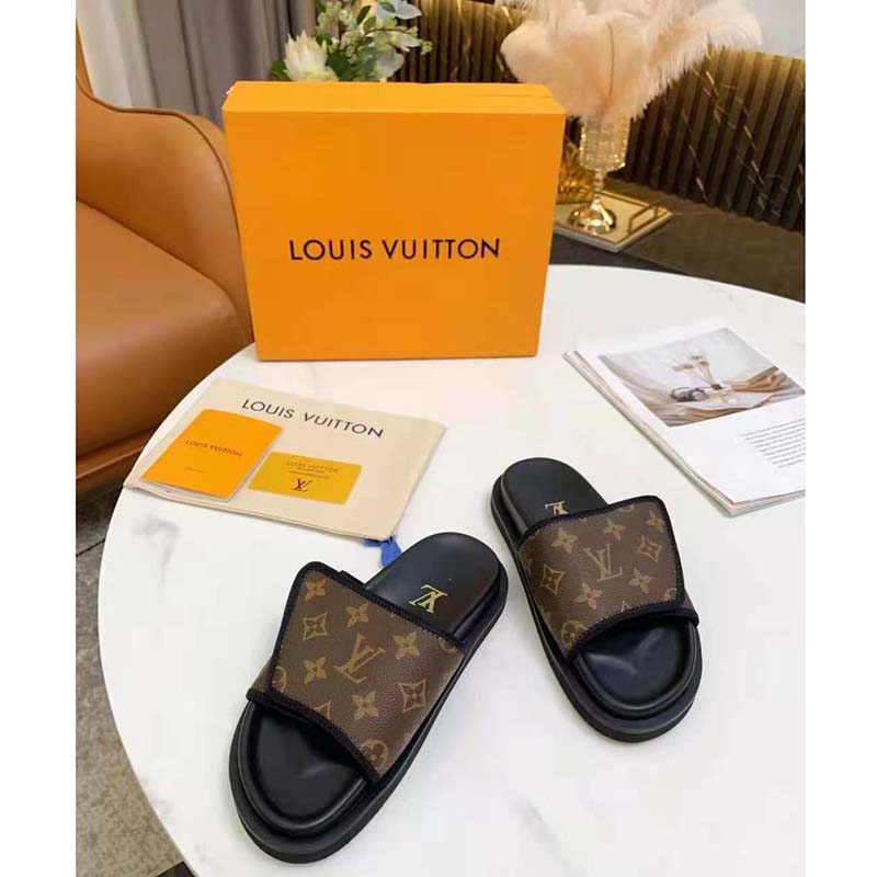 Louis Vuitton LV Unisex Miami Mule Ebene Monogram Canvas Velcro Strap -  LULUX