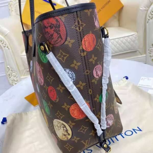 Louis Vuitton LV Unisex Neverfull MM Tote Monogram Cameo Printed Canvas Cowhide Leather (10)