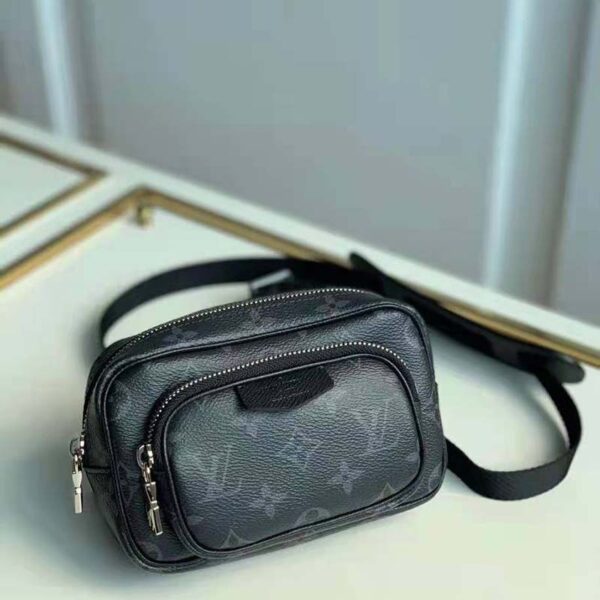 Louis Vuitton LV Unisex Outdoor Pouch Taigarama Noir Black Coated Canvas Cowhide Leather (5)