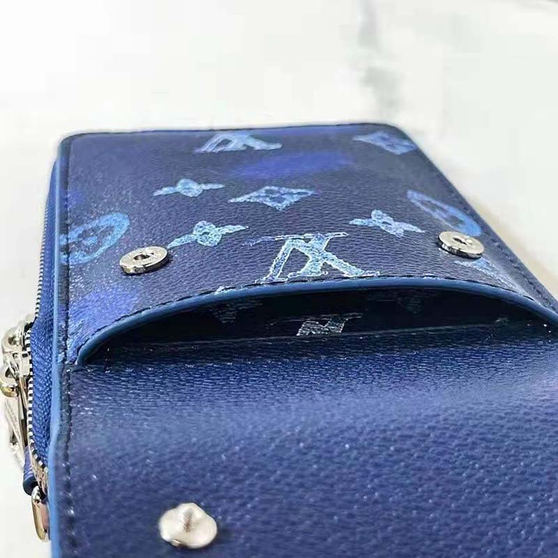 LOUIS VUITTON Monogram Ink Watercolor Phone Pouch Blue 1290684