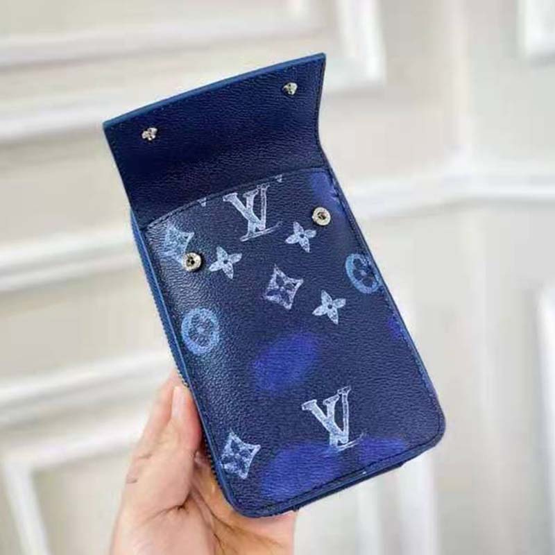 LOUIS VUITTON Monogram Ink Watercolor Phone Pouch Blue 1241907