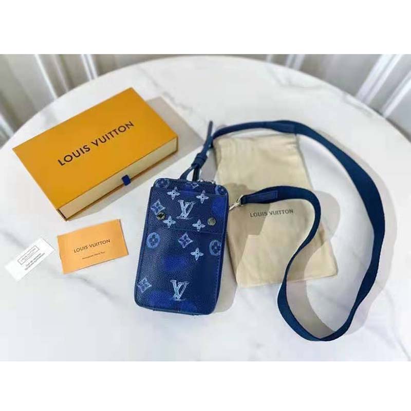 LOUIS VUITTON Monogram Ink Watercolor Phone Pouch Blue 1241907