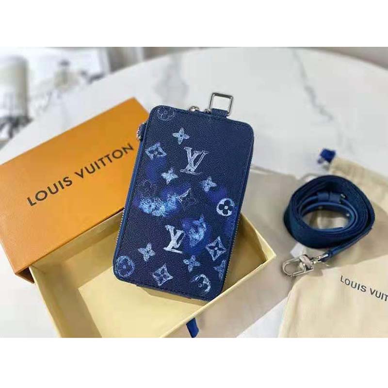 LOUIS VUITTON Monogram Ink Watercolor Phone Pouch Blue 1241907