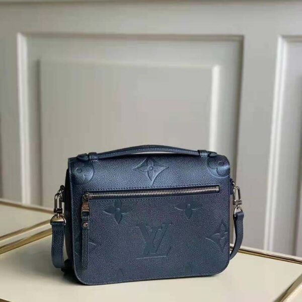 Louis Vuitton LV Unisex Pochette Metis Bag Navy Nacre Embossed Grained Cowhide Leather (1)