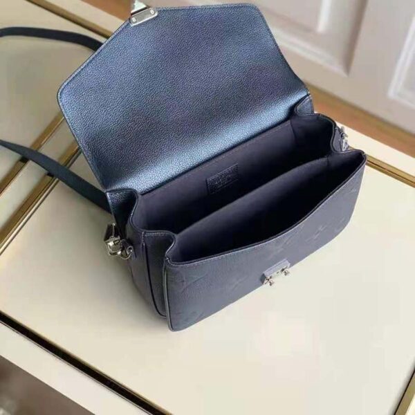 Louis Vuitton LV Unisex Pochette Metis Bag Navy Nacre Embossed Grained Cowhide Leather (10)