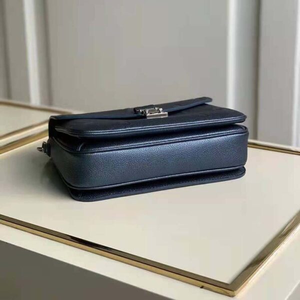 Louis Vuitton LV Unisex Pochette Metis Bag Navy Nacre Embossed Grained Cowhide Leather (6)