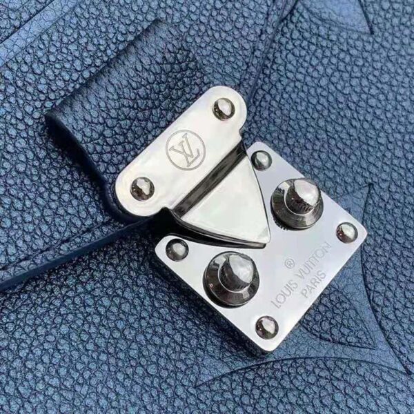 Louis Vuitton LV Unisex Pochette Metis Bag Navy Nacre Embossed Grained Cowhide Leather (8)