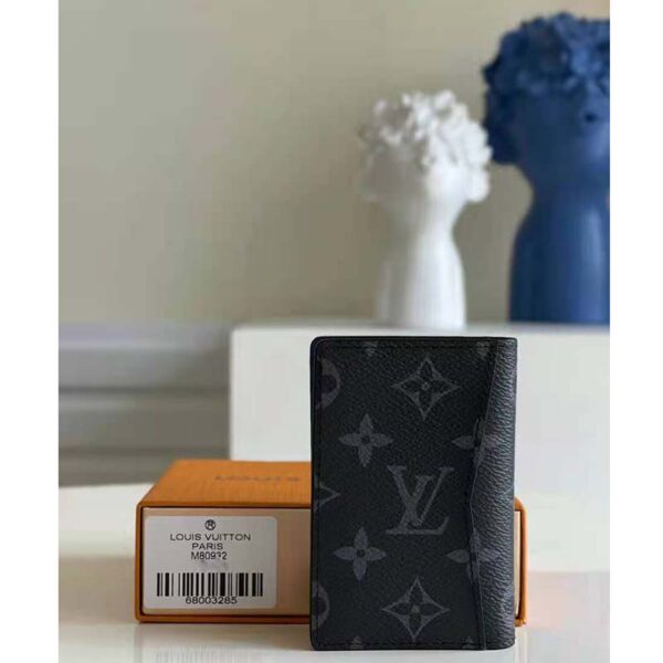 Louis Vuitton LV Unisex Pocket Organizer Monogram Eclipse Coated Canvas Blue Cowhide Leather (5)