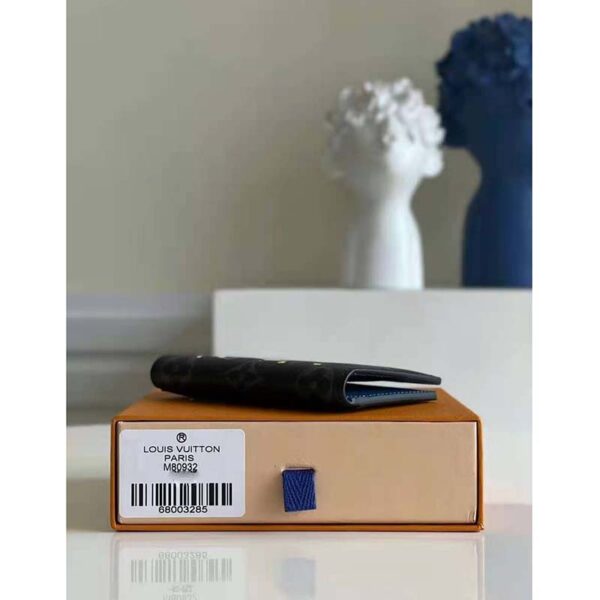 Louis Vuitton LV Unisex Pocket Organizer Monogram Eclipse Coated Canvas Blue Cowhide Leather (6)