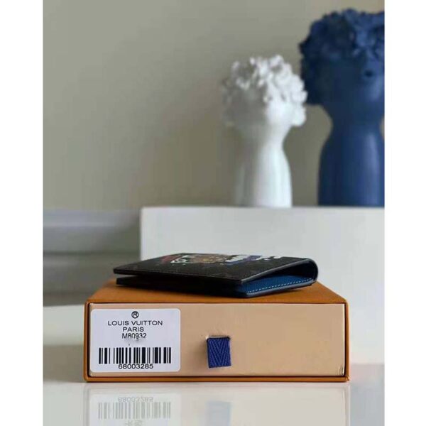 Louis Vuitton LV Unisex Pocket Organizer Monogram Eclipse Coated Canvas Blue Cowhide Leather (7)