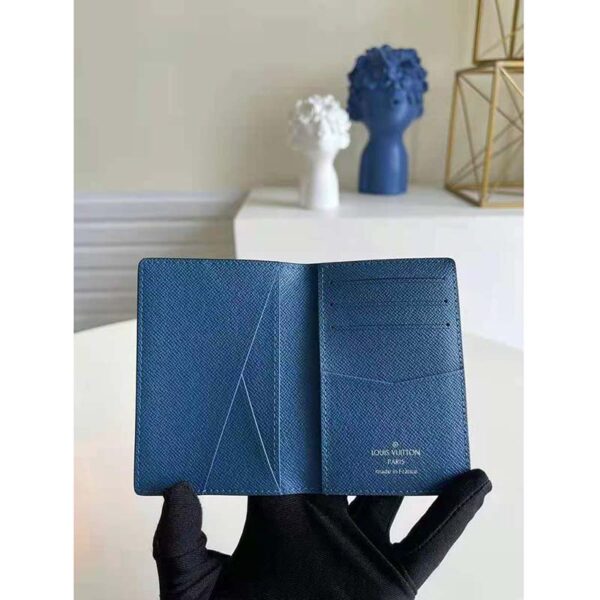 Louis Vuitton LV Unisex Pocket Organizer Monogram Eclipse Coated Canvas Blue Cowhide Leather (8)