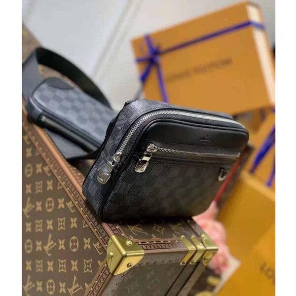 Louis Vuitton LV Unisex Scott Messenger Damier Graphite Coated Canvas Cowhide Leather (7)