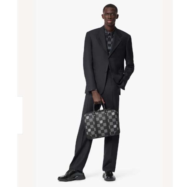 Louis Vuitton LV Unisex Sirius Briefcase Messenger Bag Graphite Cowhide Leather (11)