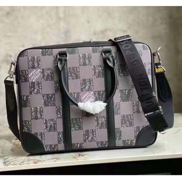 Louis Vuitton LV Unisex Sirius Briefcase Messenger Bag Graphite Cowhide Leather (2)