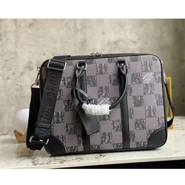 Louis Vuitton LV Unisex Sirius Briefcase Messenger Bag Graphite Cowhide Leather (6)