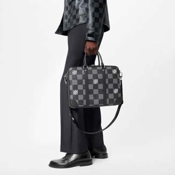 Louis Vuitton LV Unisex Sirius Briefcase Messenger Bag Graphite Cowhide Leather (9)