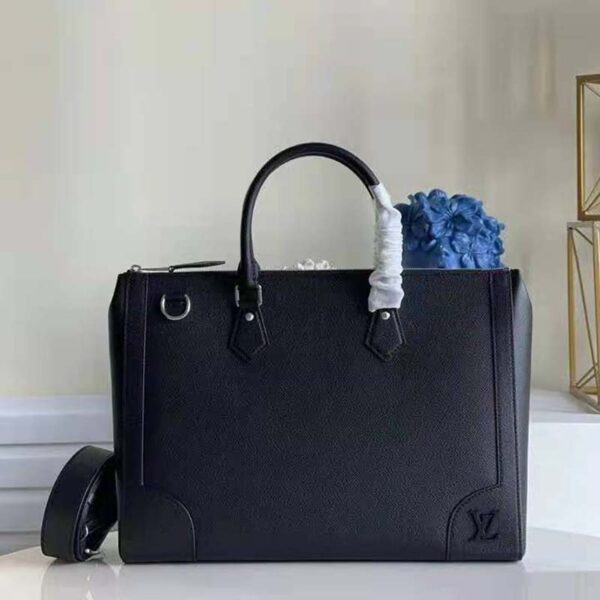 Louis Vuitton LV Unisex Slim Briefcase Black Taiga Cowhide Leather LV Signature (3)