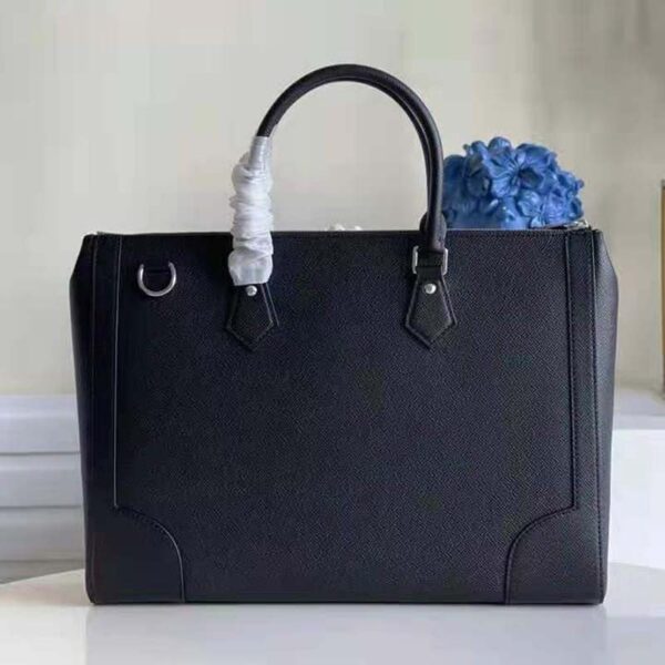Louis Vuitton LV Unisex Slim Briefcase Black Taiga Cowhide Leather LV Signature (5)
