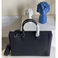 Louis Vuitton LV Unisex Slim Briefcase Black Taiga Cowhide Leather LV Signature
