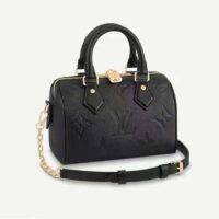 Louis Vuitton LV Unisex Speedy Bandoulière 20 Black Embossed Grained Cowhide Leather