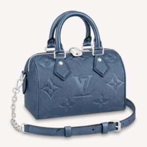 Louis Vuitton LV Unisex Speedy Bandoulière 20 Navy Nacre Embossed Grained Cowhide Leather