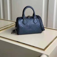 Louis Vuitton LV Unisex Speedy Bandoulière 20 Navy Nacre Embossed Grained Cowhide Leather