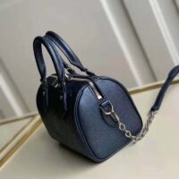 Louis Vuitton LV Unisex Speedy Bandoulière 20 Navy Nacre Embossed Grained Cowhide Leather