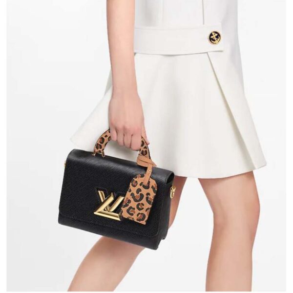 Louis Vuitton LV Unisex Twist MM Handbag Black Epi Grained Leather (10)