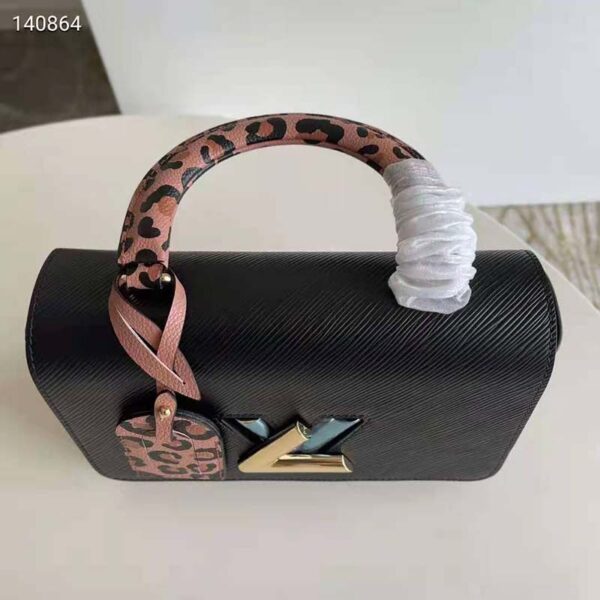 Louis Vuitton LV Unisex Twist MM Handbag Black Epi Grained Leather (7)