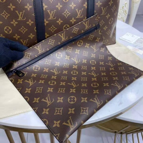 Louis Vuitton LV Unisex WeekEnd Tote GM Monogram Macassar Coated Canvas Cowhide Leather (4)