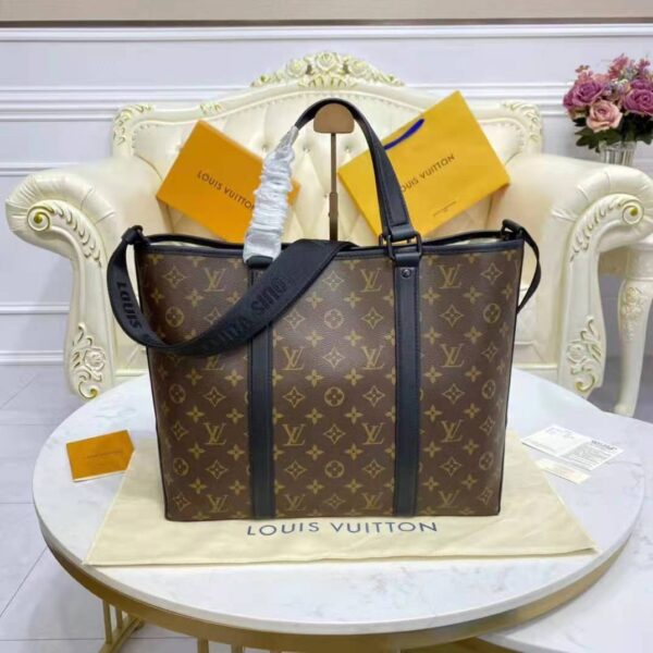 Louis Vuitton LV Unisex WeekEnd Tote PM Monogram Macassar Coated Canvas Cowhide Leather (5)