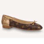 Louis Vuitton LV Joy Ballerina Dam Guldfärgad Patent Monogram Canvas Metallisk Lammskinn