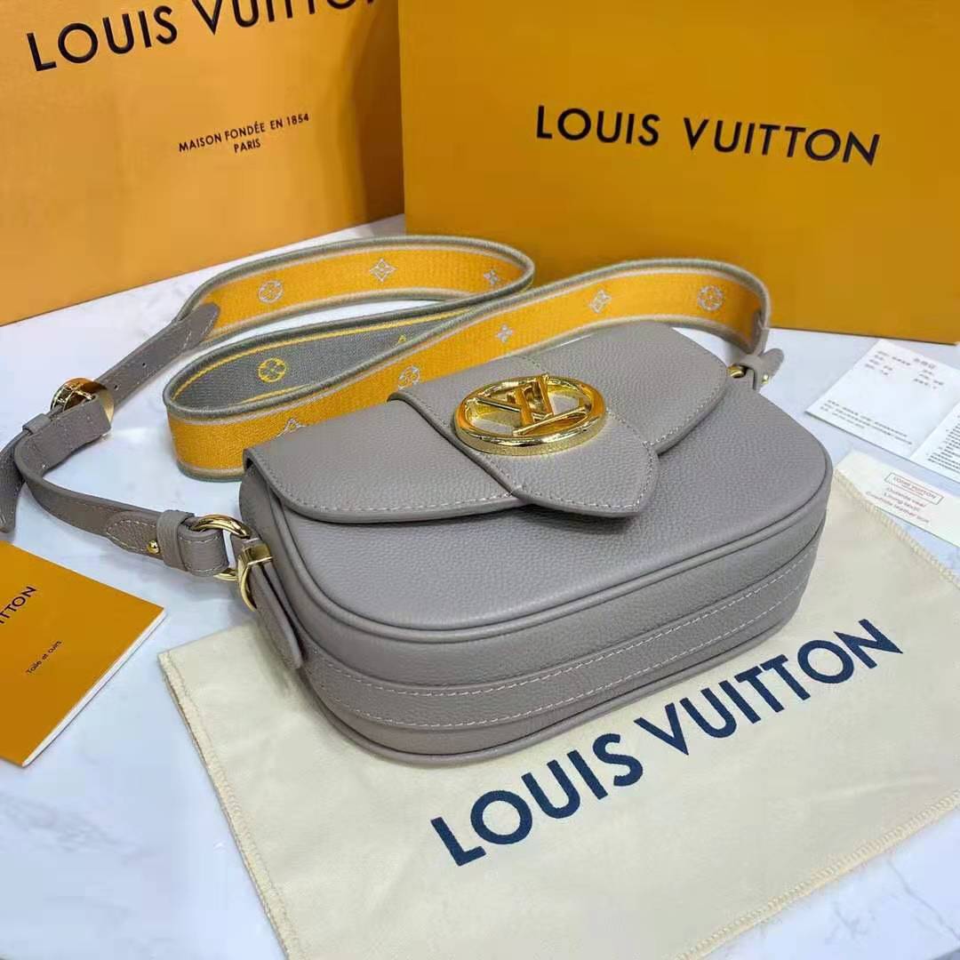 Louis Vuitton LV Women LV Pont 9 Soft MM Gris Taupe Summer Gold ... Louis Vuitton LV Women LV Pont 9 Soft MM Gris Taupe Summer Gold Grained Calfskin 13