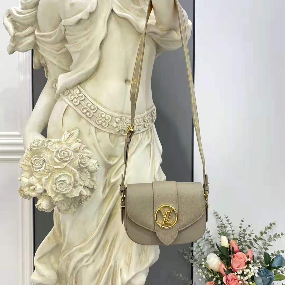 Louis Vuitton LV Women LV Pont 9 Soft MM Gris Taupe Summer Gold ... Louis Vuitton LV Women LV Pont 9 Soft MM Gris Taupe Summer Gold Grained Calfskin 16