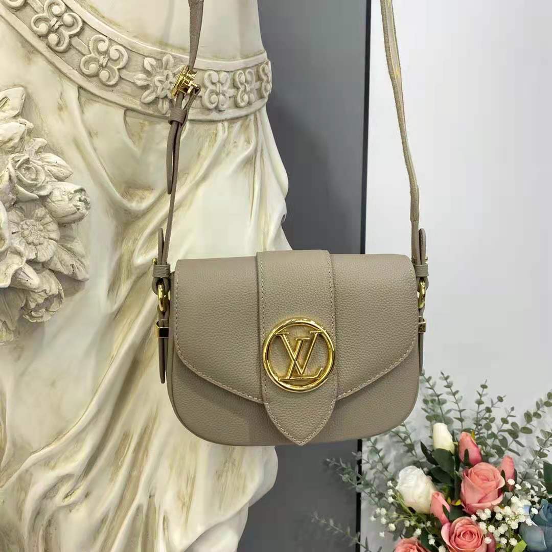 Louis Vuitton LV Pont 9 Soft PM Handbag Grained Calfskin In Gray - Praise  To Heaven