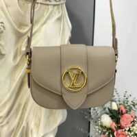 Louis Vuitton LV Women LV Pont 9 Soft MM Gris Taupe Summer Gold Grained Calfskin