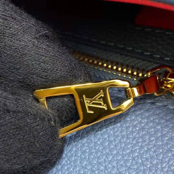 Louis Vuitton LV Women LV Pont 9 Soft MM Handbag Bleu Général Rouge Grained Calfskin (10)