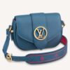 Louis Vuitton LV Women LV Pont 9 Soft MM Handbag Bleu Général Rouge Grained Calfskin