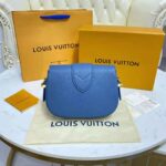 Louis Vuitton LV Women LV Pont 9 Soft MM Handbag Bleu Général Rouge Grained Calfskin – Image 6