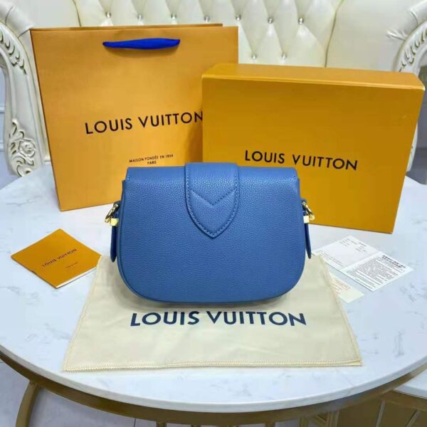 Louis Vuitton LV Women LV Pont 9 Soft MM Handbag Bleu Général Rouge Grained Calfskin (4)