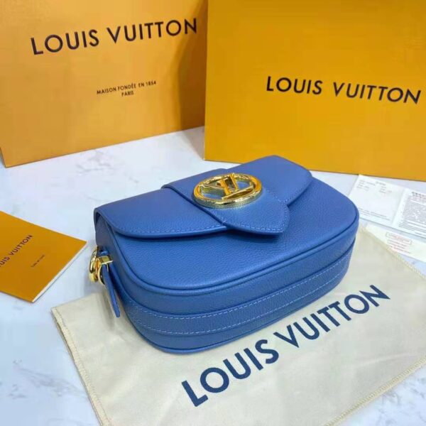 Louis Vuitton LV Women LV Pont 9 Soft MM Handbag Bleu Général Rouge Grained Calfskin (5)