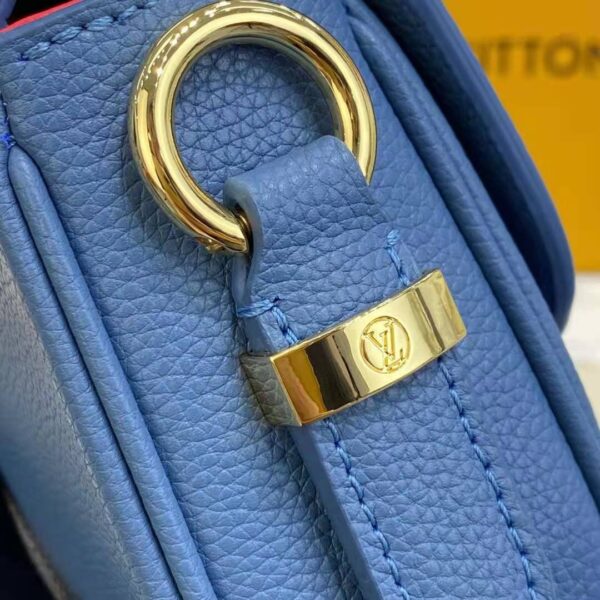 Louis Vuitton LV Women LV Pont 9 Soft MM Handbag Bleu Général Rouge Grained Calfskin (8)
